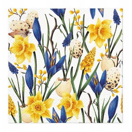 Paw serwetki papierowe, wielkanocne żonkile i szafirki 20 sztuk, 33x33 cm