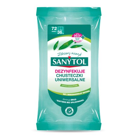 Sanytol uniwersalne chusteczki dezynfekujące o zapachu eukaliptusa 36 sztuk
