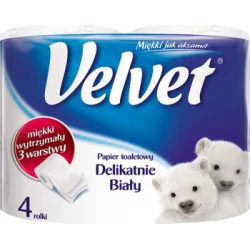 Velvet Delikatnie Biały Papier toaletowy 4 rolki