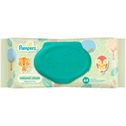 Pampers Natural Clean chusteczki dla niemowląt 64 sztuki