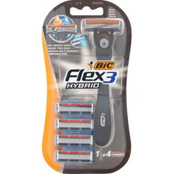 BiC Flex 3 Hybrid Jednoczęściowa 3 ostrzowa maszynka do golenia i 4 wymienne wkłady