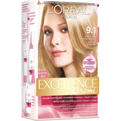 Loreal Paris Excellence Creme Farba do włosów 9.1 Bardzo jasny blond popielaty