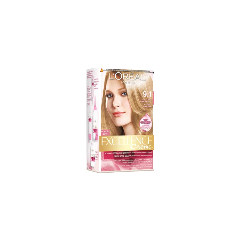 Loreal Paris Excellence Creme Farba do włosów 9.1 Bardzo jasny blond popielaty