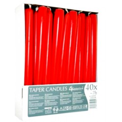 Bispol świece stołowe cateringowe 40szt czerwone