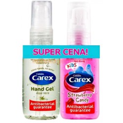 Carex Antybakteryjny żel do rąk zestaw 2x50 ml Aloes/Truskawka