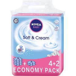 NIVEA Baby Soft & Cream Chusteczki 378 sztuk (6 x 63 sztuki)
