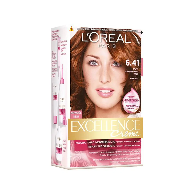 Loreal Excellence Creme Farba do włosów 6.41 Jasny Bursztynowy Brąz