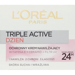 Loreal Paris Triple Active Ochronny krem nawilżający do cery suchej i wrażliwej na dzień 50 ml
