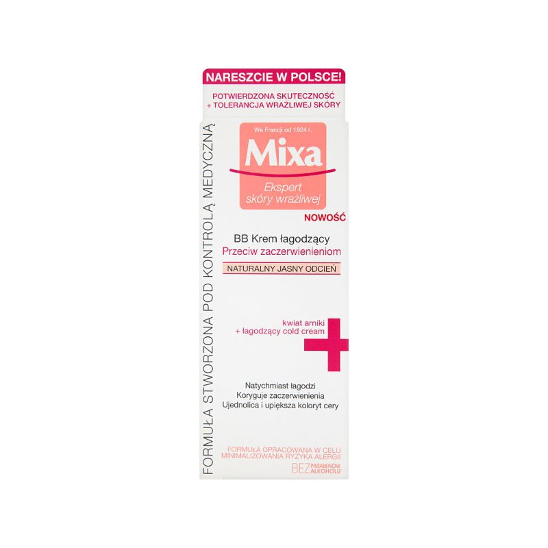 Mixa BB Krem łagodzący przeciw zaczerwienieniom naturalny jasny odcień 50 ml