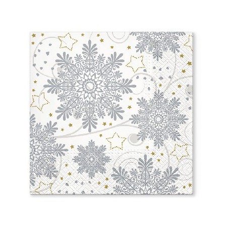 Serwetki Boże Narodzenie Snowflakes Silver TaT TL648000