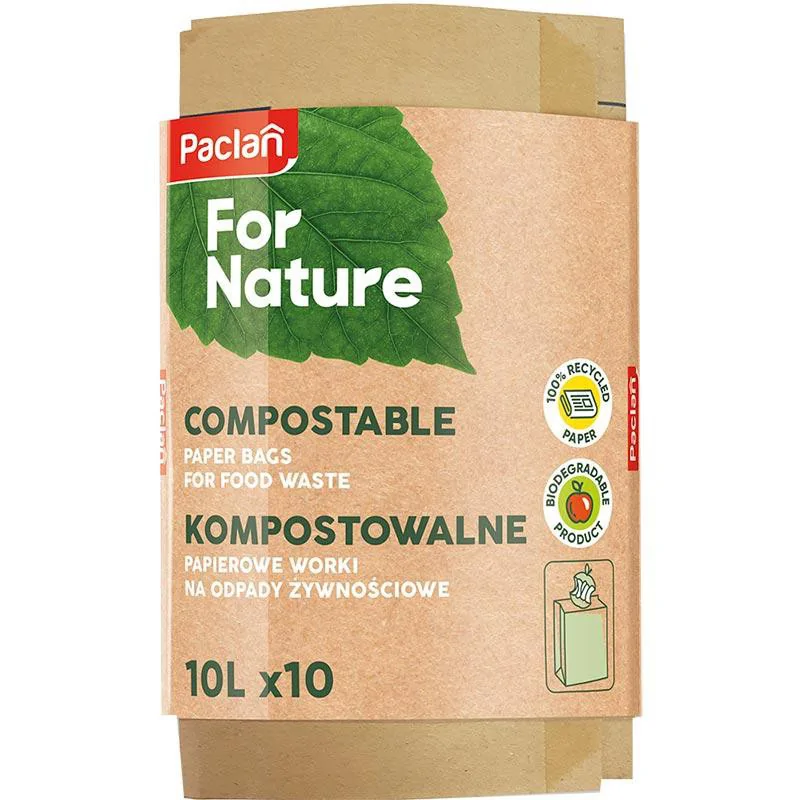 Paclan for Nature worki papierowe na śmieci 10l 10szt