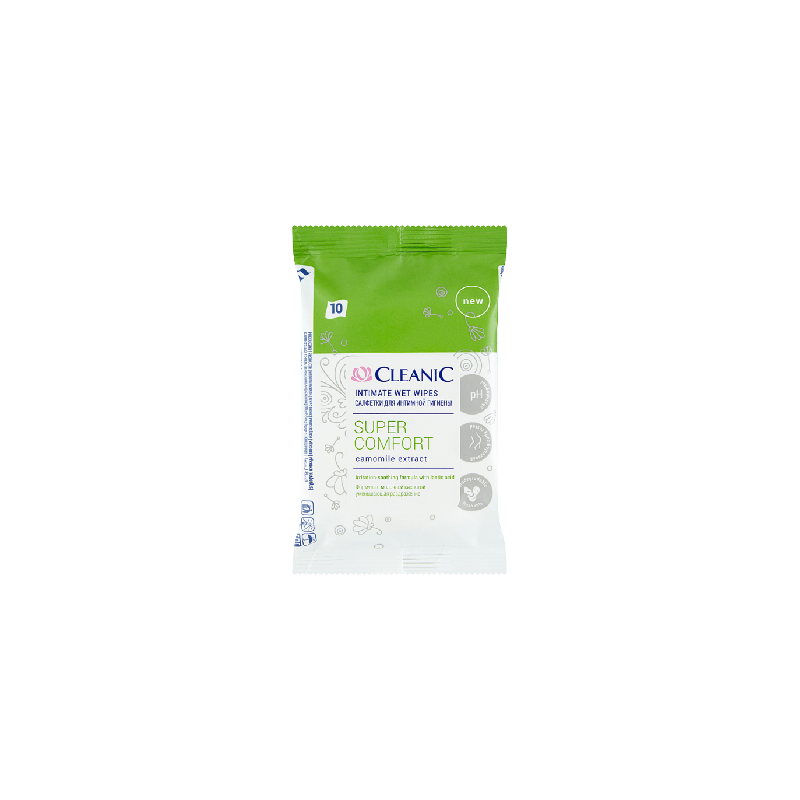Cleanic Super Comfort Chusteczki do higieny intymnej 10 sztuk