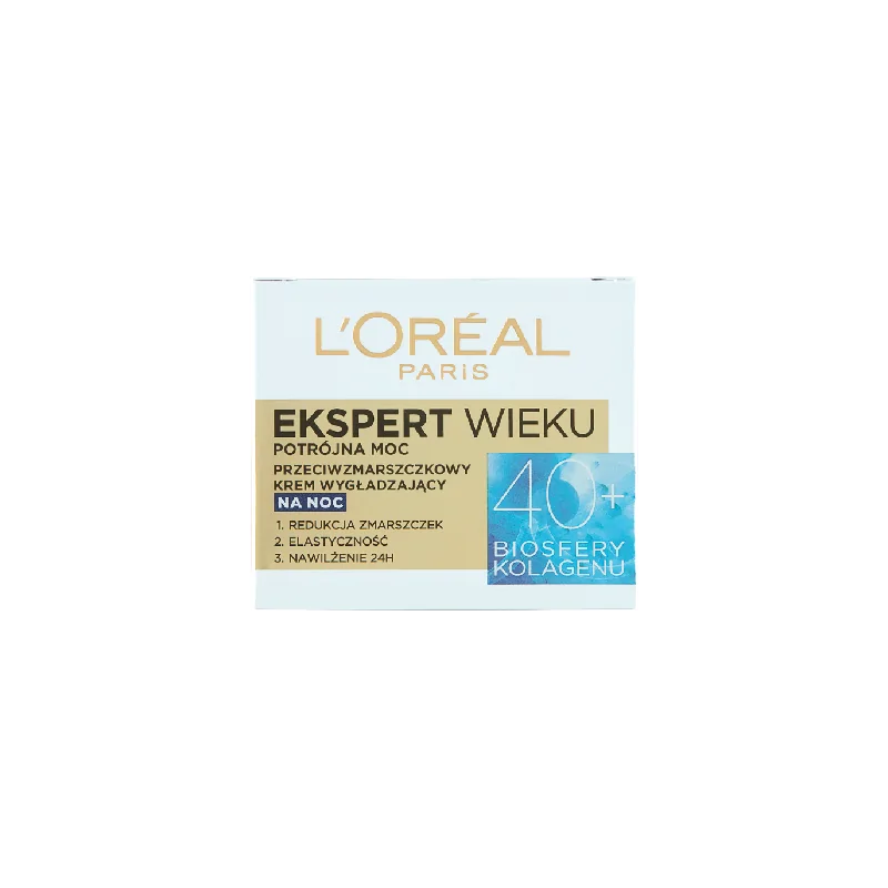 Loreal Paris Ekspert Wieku 40+ Przeciwzmarszczkowy krem wygładzający na noc 50 ml