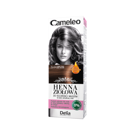 Delia Cosmetics Cameleo Henna ziołowa do koloryzacji włosów 3.0 ciemny brąz 75 g