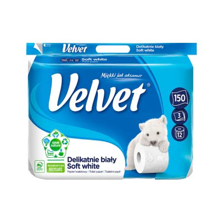Velvet Delikatnie Biały Papier toaletowy 12 rolek