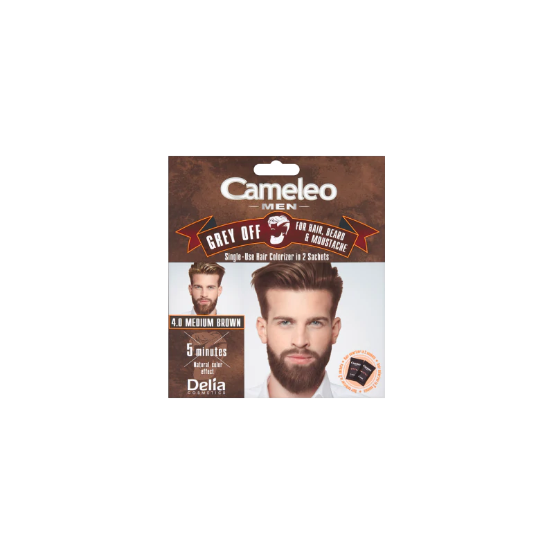Cameleo Men Grey off 4.0 Medium Brown farba do włosów saszetka