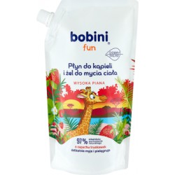Bobini Fun Płyn do kąpieli i żel do mycia ciała o zapachu truskawek 500 ml