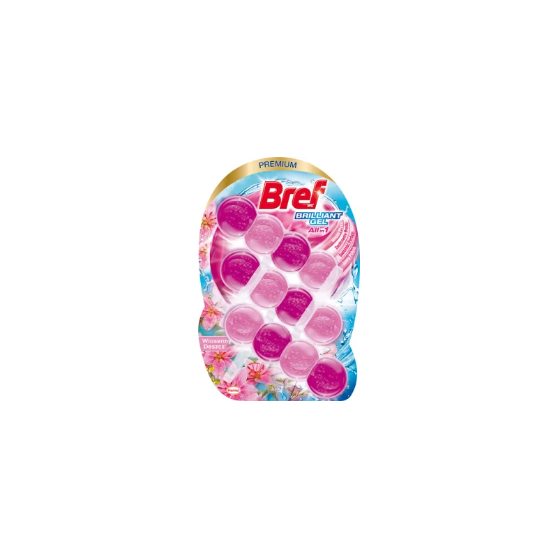 Bref WC Brilliant Gel All in 1 Zawieszka myjąco-zapachowa do muszli WC wiosenny deszcz 3 x 42 g