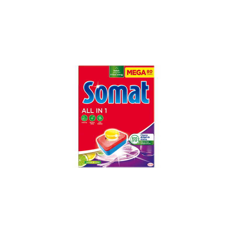 Somat All in 1 Lemon & Lime Tabletki do zmywarki 1440 g (80 sztuk)
