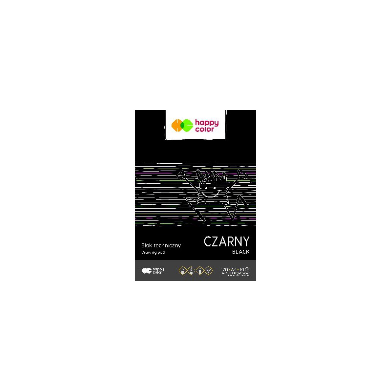 Happy Color blok techniczny czarny a4, 170g, 10 ark