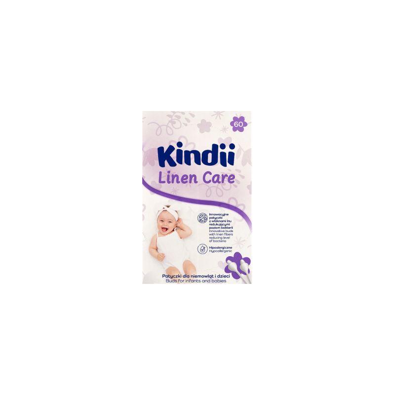 Kindii Linen Care Patyczki dla niemowląt i dzieci 60 sztuk