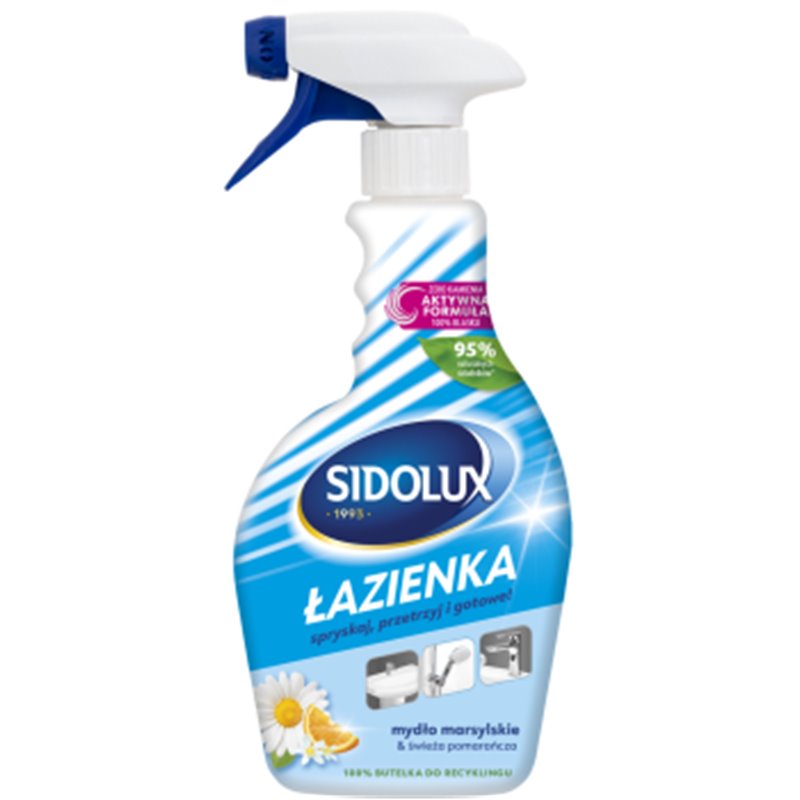 Sidolux spray do czyszczenia łazienki Mydło Marsylskie & Świeża Pomarańcza 500ml