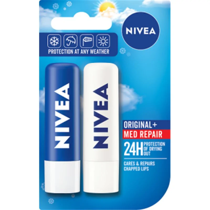 Nivea pomadka Original AND MED Repair SET