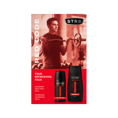 STR8 Zestaw Kosmetyków Red Code (Dezodorant spray 150ml + Żel pod prysznic 250ml)