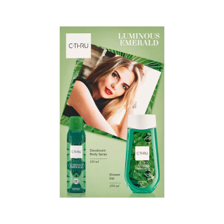 CTHRU Zestaw Kosmetyków Luminous Emerald (Dezodorant spray 150ml + Żel pod prysznic 250ml)