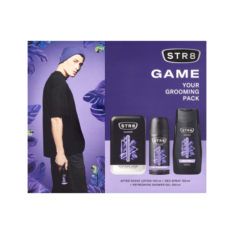 STR8 Zestaw Kosmetyków Game (Woda po goleniu 100ml + Dezodorant spray 150ml + Żel pod prysznic 250ml