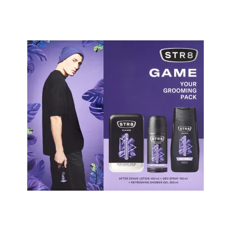 STR8 Zestaw Kosmetyków Game (Woda po goleniu 100ml + Dezodorant spray 150ml + Żel pod prysznic 250ml