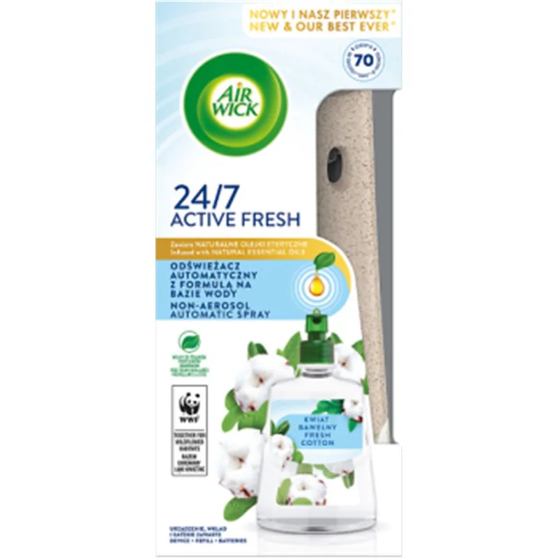 Air Wick Active Fresh Odświeżacz automatyczny z formułą na bazie wody i wkład kwiat bawełny 228 ml