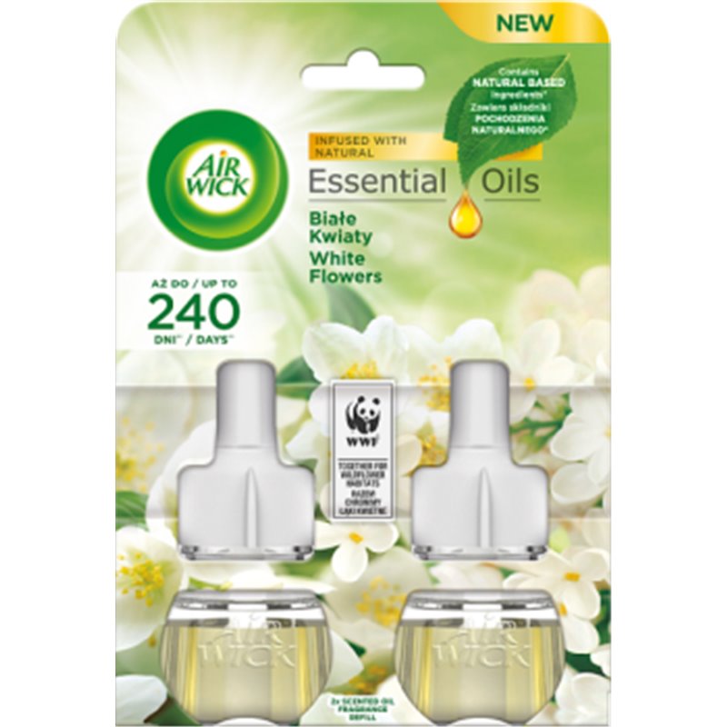 Air Wick Essential Oils Oils Wkład do elektrycznego odświeżacza białe kwiaty 2 x 19 ml