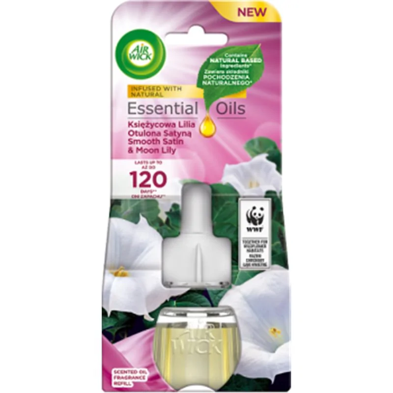 Air Wick Essential Oils Wkład do elektrycznego odświeżacza Księżycowa Lilia Otulona Satyną 19 ml