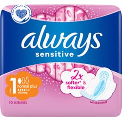 Always Podpaski ze skrzydełkami Ultra Sensitive Normal Plus 10 szt