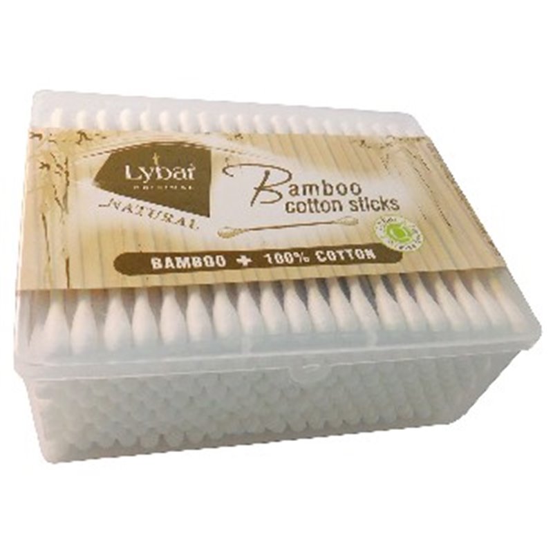 Bambusowe patyczki kosmetyczne Mattes Lybar 200 szt pudełko kwadrat