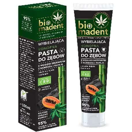 Bio Madent konopna wybielająca pasta do zębów z węglem drzewnym i papają 100ml