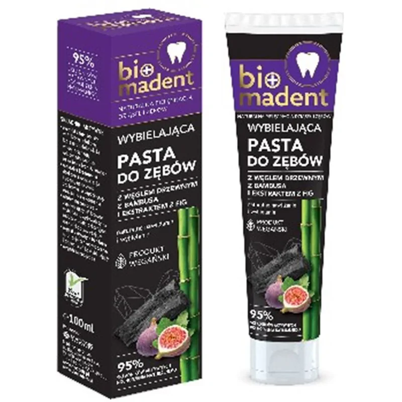 Bio Madent wybielająca pasta do zębów z węglem drzewnym z bambusa i ekstraktem z fig 100ml