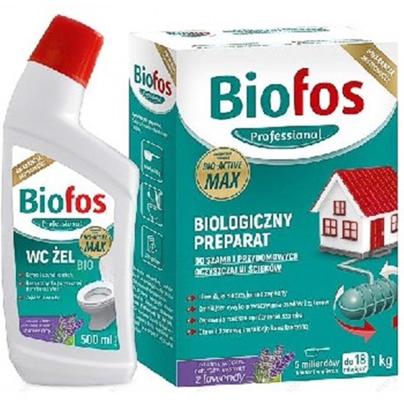 Biofos biologiczny proszek do szamb 1kg + WC żel