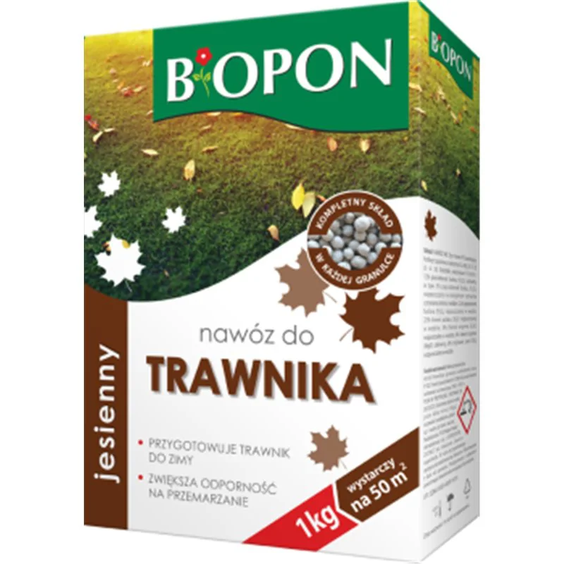 Biopon jesienny nawóz do trawnika granulat 1kg + eliksir do storczyków gratis 