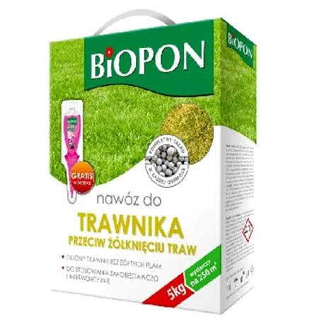 Biopon nawóz do trawnika przeciw żółknięciu granulat 5kg