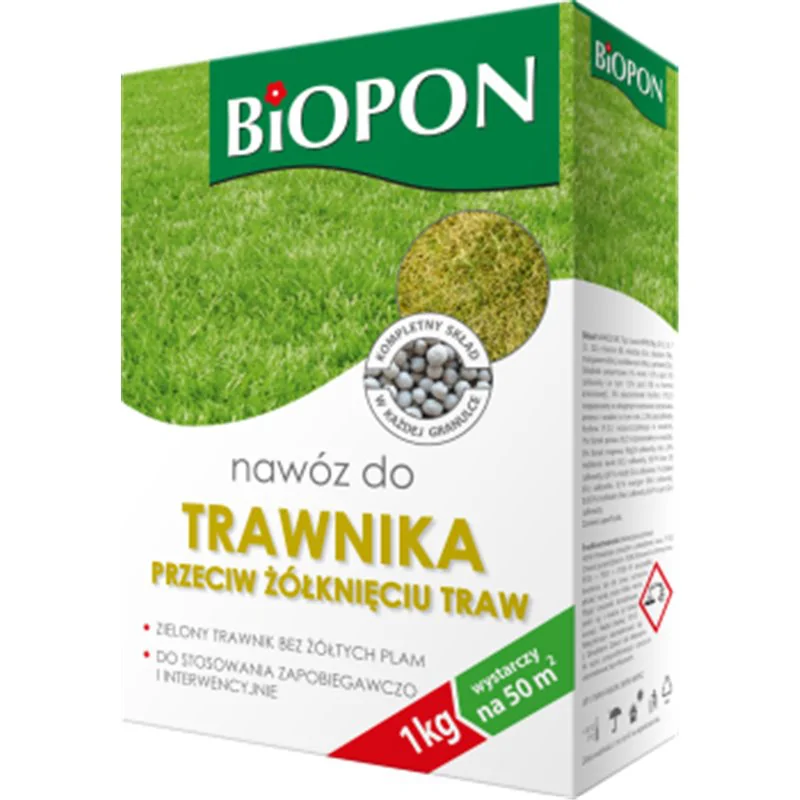 Biopon nawóz do trawnika ptzeciw żółknięciu granulat 1kg