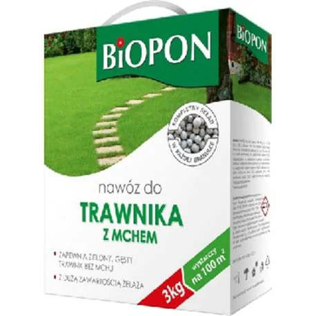 Biopon nawóz do trawnika z mchem granulat 3kg
