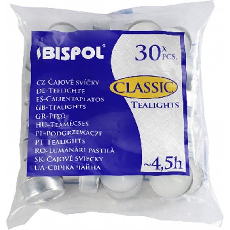 Bispol podgrzewacz tealight 30 sztuk p15-30 classic