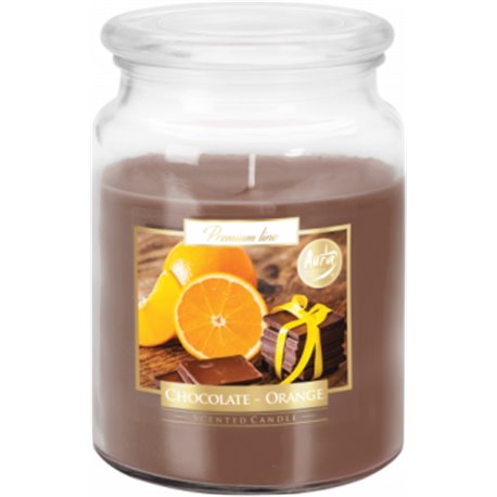 Bispol świeca zapachowa w szkle z wieczkiem duży słoik Czekolada - Pomarańcza SND99-340