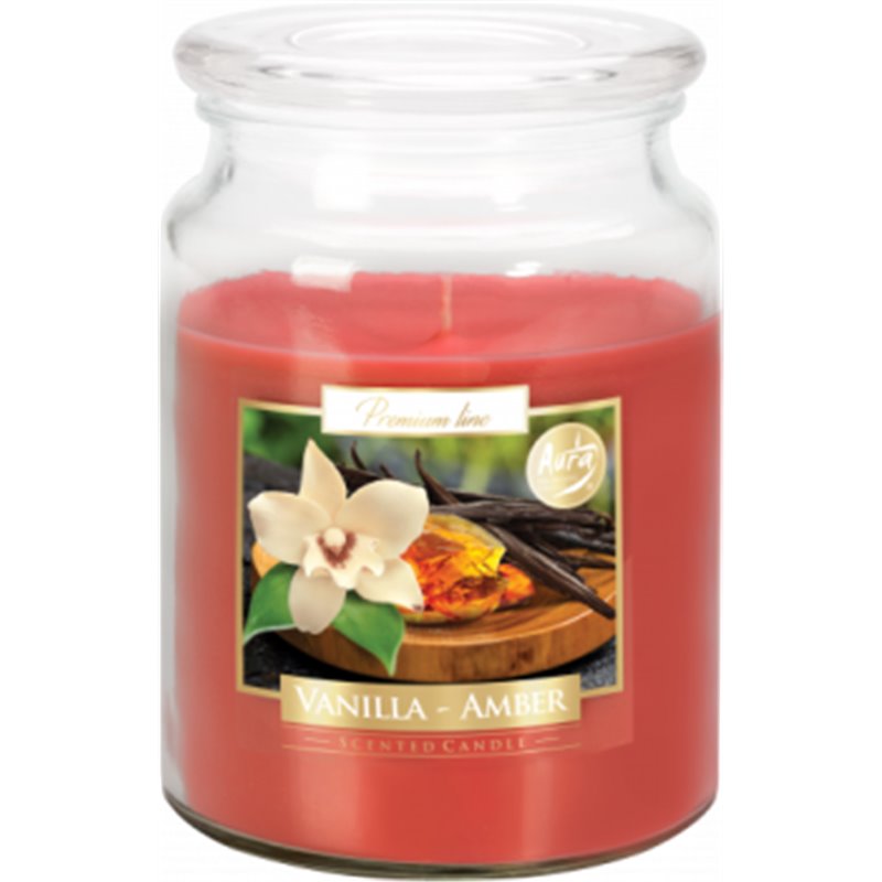 Bispol świeca zapachowa w szkle z wieczkiem duży słoik Wanilia - Bursztyn SND99-355
