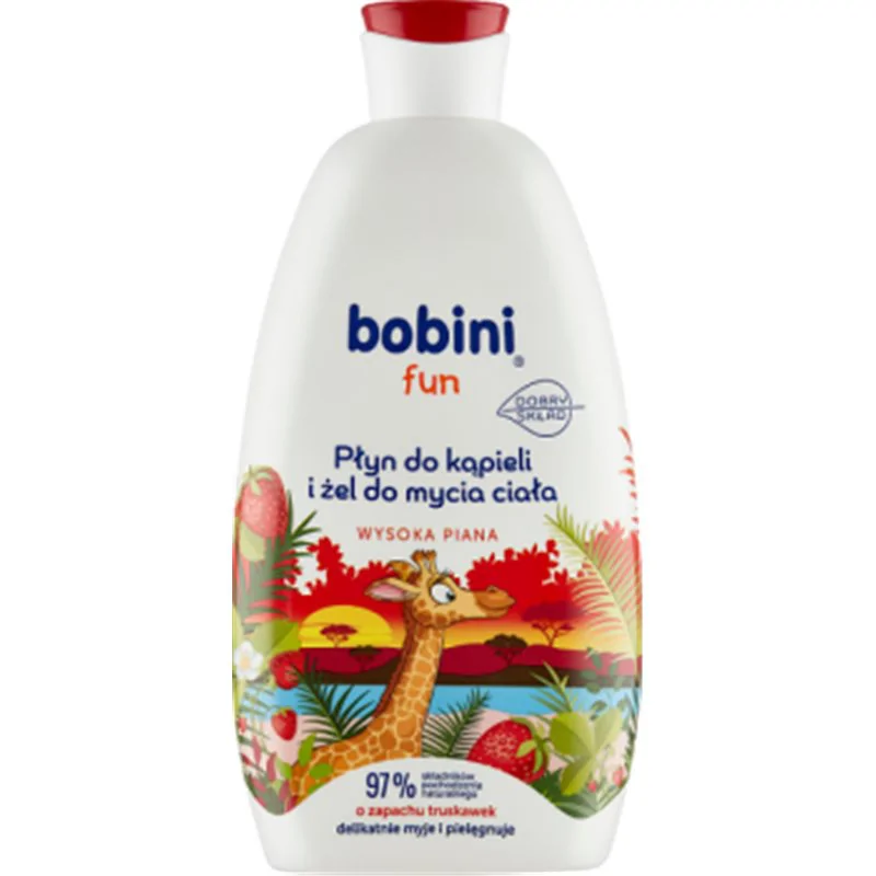 Bobini fun Płyn do kąpieli i żel do mycia ciała o zapachu truskawek 500 ml