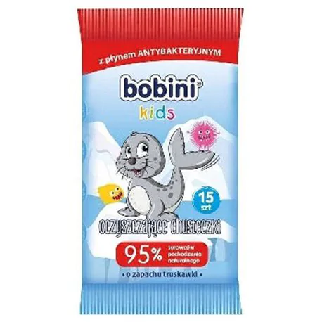 Bobini Kids chusteczki antybakteryjne oczyszczające Truskawka 15 szt