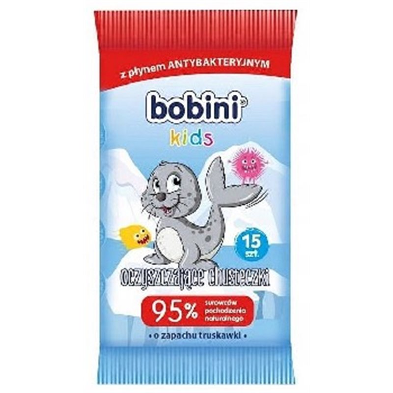 Bobini Kids chusteczki antybakteryjne oczyszczające Truskawka 15 szt