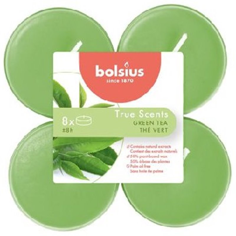 Bolsius podgrzewacze zapachowe maxi 8h 8szt. True Scents Zielona Herbata